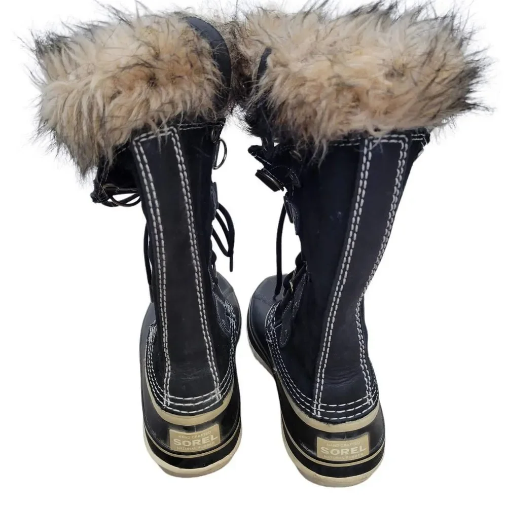 Sorel Joan of Artic Black Mid Calf Faux Fur Boots Women's US 6 SL1540-010 - Picture 4 of 9